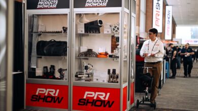 pri show featured products showcase attendee looking at components
