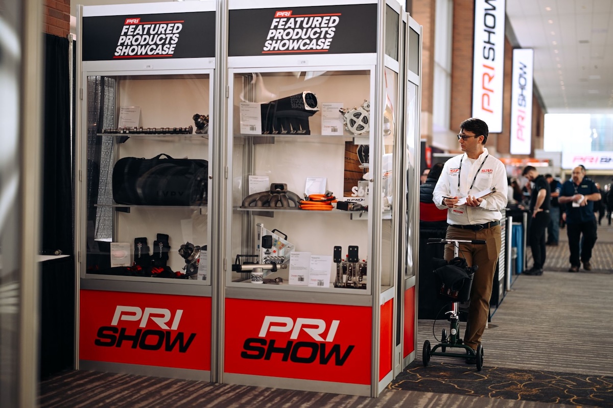 pri show featured products showcase attendee looking at components