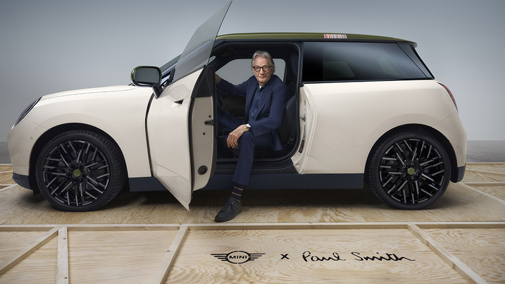 Paul Smith sitting in MINI Paul Smith Edition