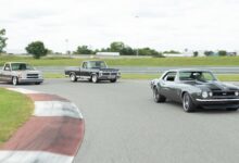 pro-touring ridetech full-size trucks chase camaro around curve of track