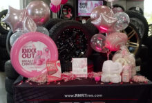 RNR Display for Breast Cancer Awareness Campaign with tires and spa items