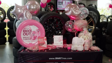 RNR Display for Breast Cancer Awareness Campaign with tires and spa items