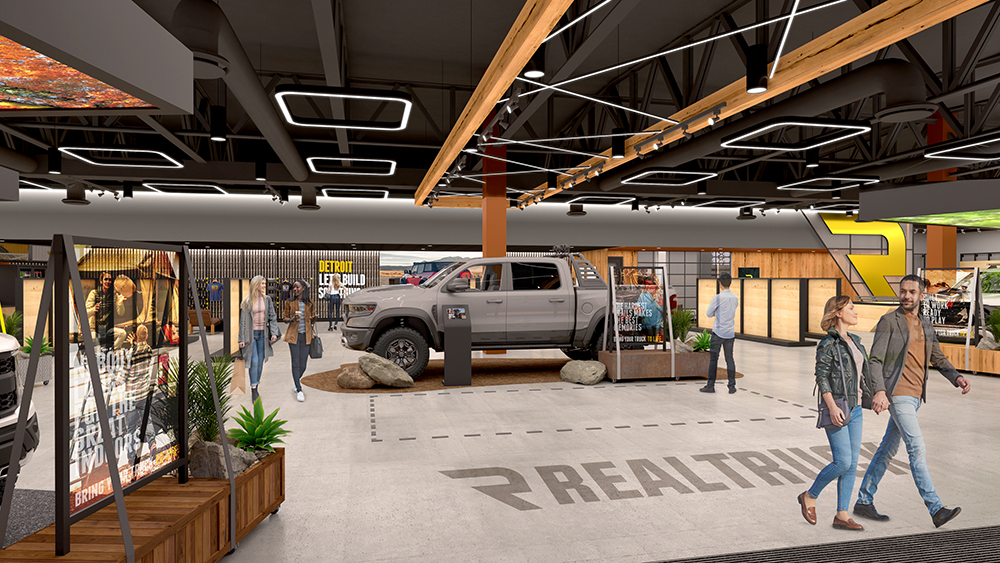Rendering of the inside of RealTruck's new flagship store