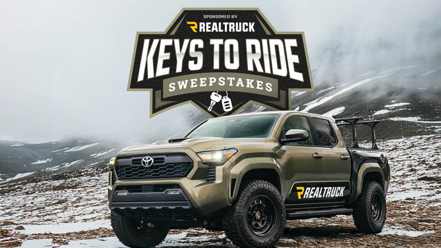 RealTruck Keys to Ride Logo with custom Toyota Truck