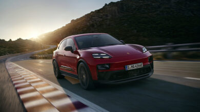 Red 2026 Macan GTS on racetrack