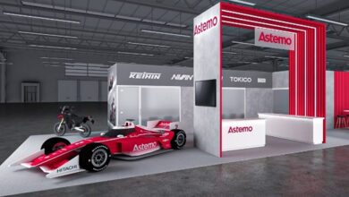 Rendering of Astemo booth (#A5045) at AAPEX 2025 at the Venetian Expo Center in Las Vegas
