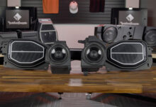 Rockford Fosgate speakers on display in shop