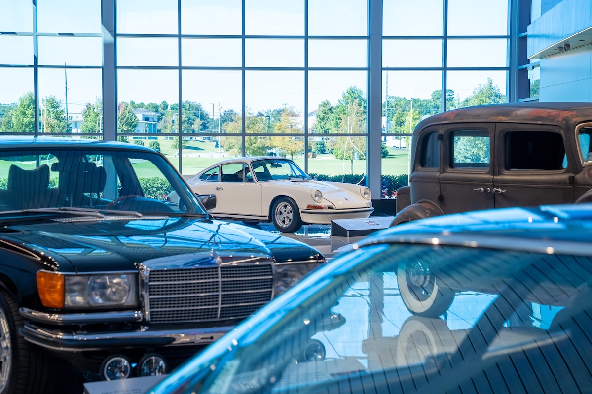cannonball run savoy cars on display inside