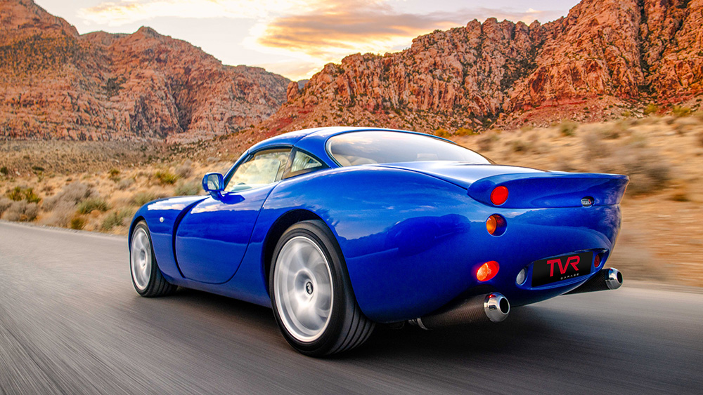 TVR Tuscan S from rear drivng on road