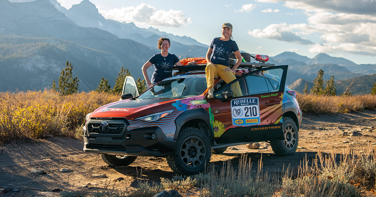 2025 Rebelle Rally Team #210 Desert Disco's 2026 Subaru Crosstrek Wilderness with Driver Emme Hall and Co-Driver Kendra Miller.