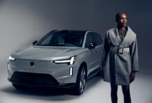 volvo cars model wearing hudson coat and belt