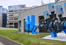 piston sculpture at the Stuttgart headquarters of MAHLE