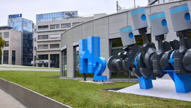 piston sculpture at the Stuttgart headquarters of MAHLE