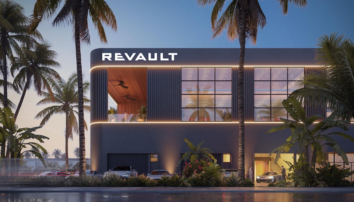 revault exterior building rendering with sign