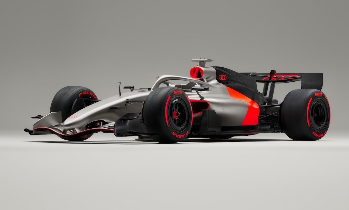 The Audi R26 Concept Formula 1 race car front three-quarters