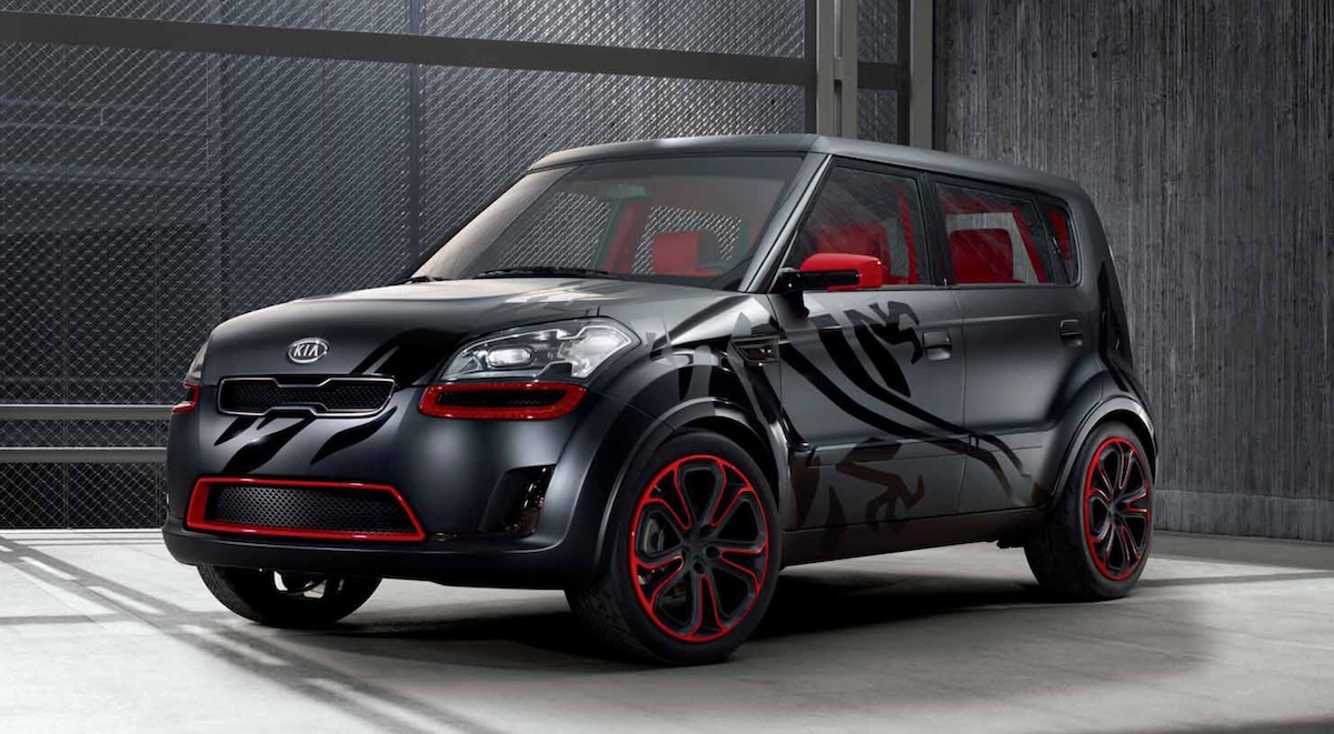 crossovers accessorized black and red kia soul cuv