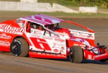 circle track eibach branded red dirt racer