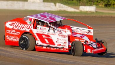 circle track eibach branded red dirt racer