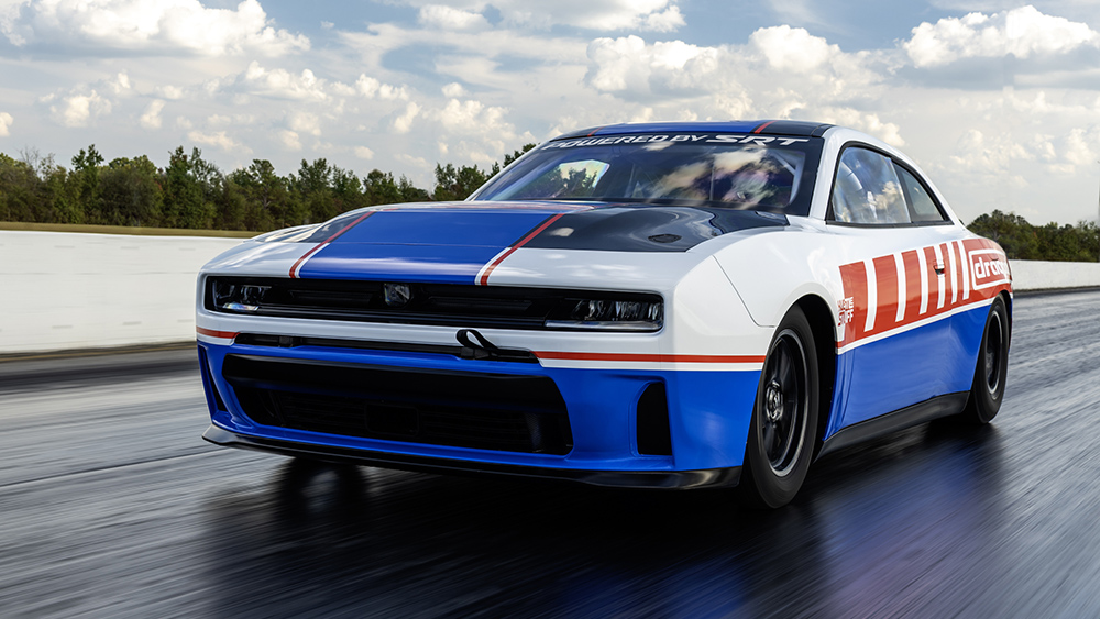 All-new 2026 Dodge Charger Hustle Stuff Drag Pak by Direct Connection on racetrack