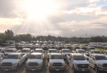 Field of trucks