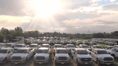 Field of trucks