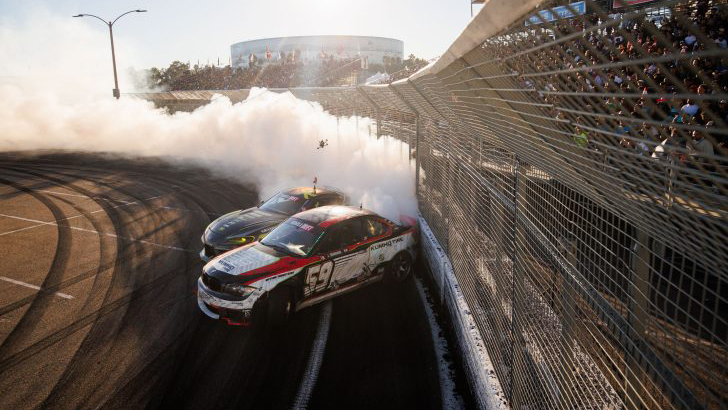 Jack Shanahan rookie year of Formula DRIFT smoking tires on track,