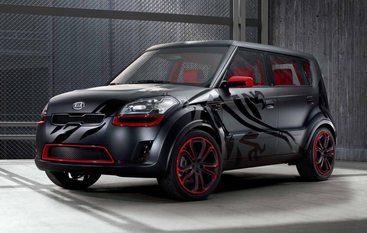 kia soul black and red accessorized