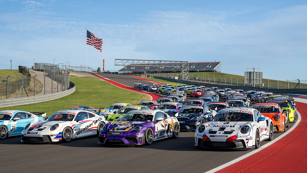 Porsche Sprint Challenge North America, USA West, Endurance Challenge. Circuit of the Americas, Austin Texas. 2025. Photo by Kyle Schwab.
