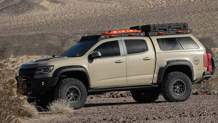 Ruff Bed Rax system on truck in desert