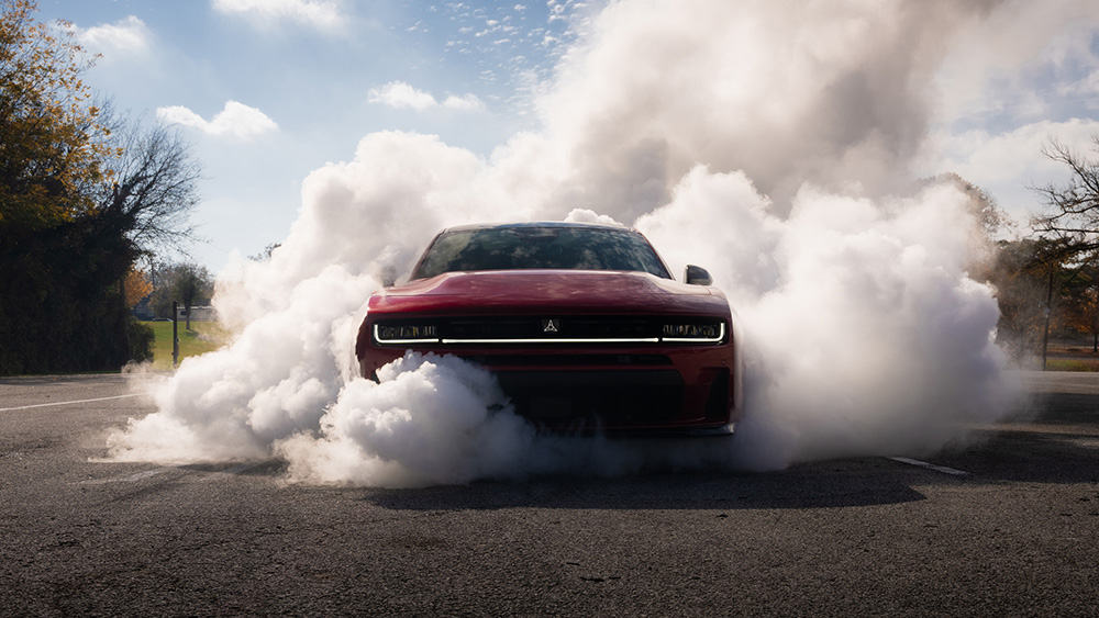 Stellantis Dodge Charger smoking tires