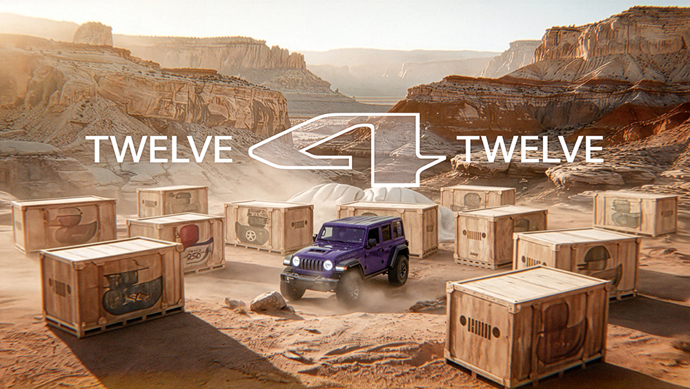 Twelve 4 Twelve campaign with Jeep surrounded by crates