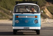 vw bus azul fire survivor front view