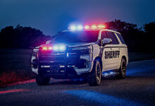 Police SUV with emergency lights on