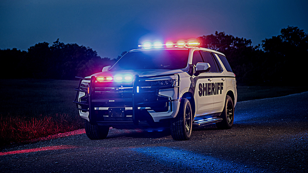 Police SUV with emergency lights on