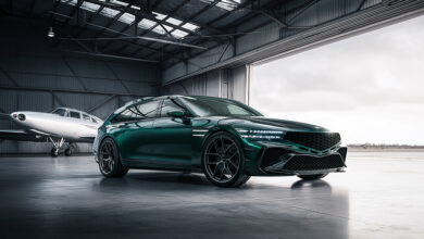 Genesis G90 Wingback Concept in airport hangar
