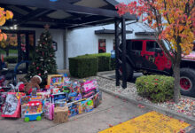 Toys in front of MetalCloak headquarters