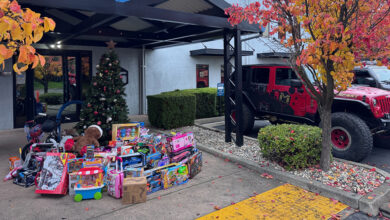 Toys in front of MetalCloak headquarters