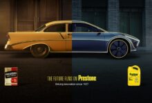 pfx group prestone half old car/half future car graphic