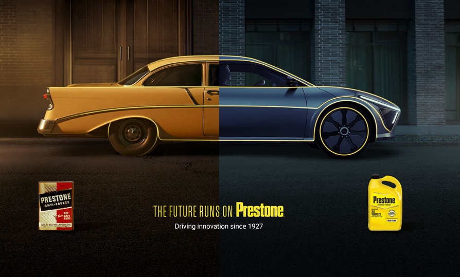 pfx group prestone half old car/half future car graphic