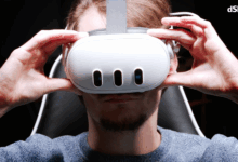 Person wearing VR headgear for dSpace racing simulator