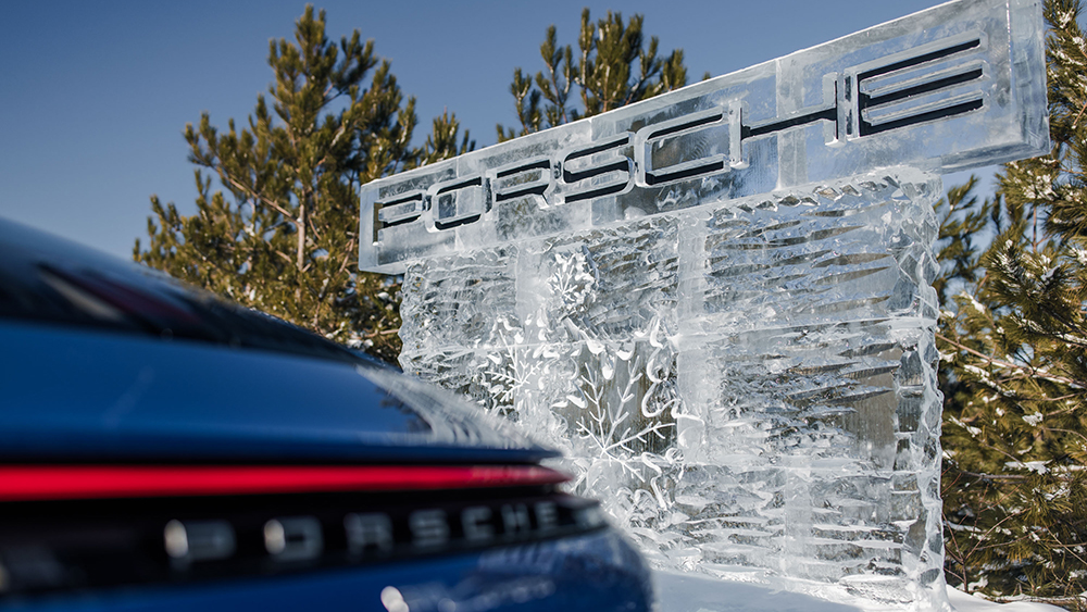 Porsche ice sculpture at Porsche Ice Experience Canada