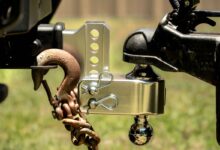 towing bulletproof hitch connection closeup