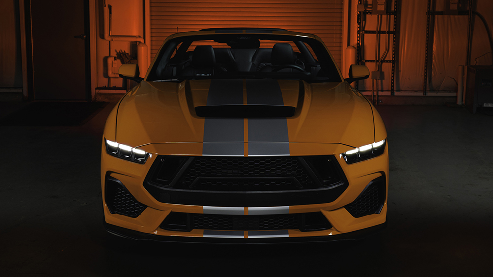 2026 Shelby GT350 convertible in Orange Fury from front