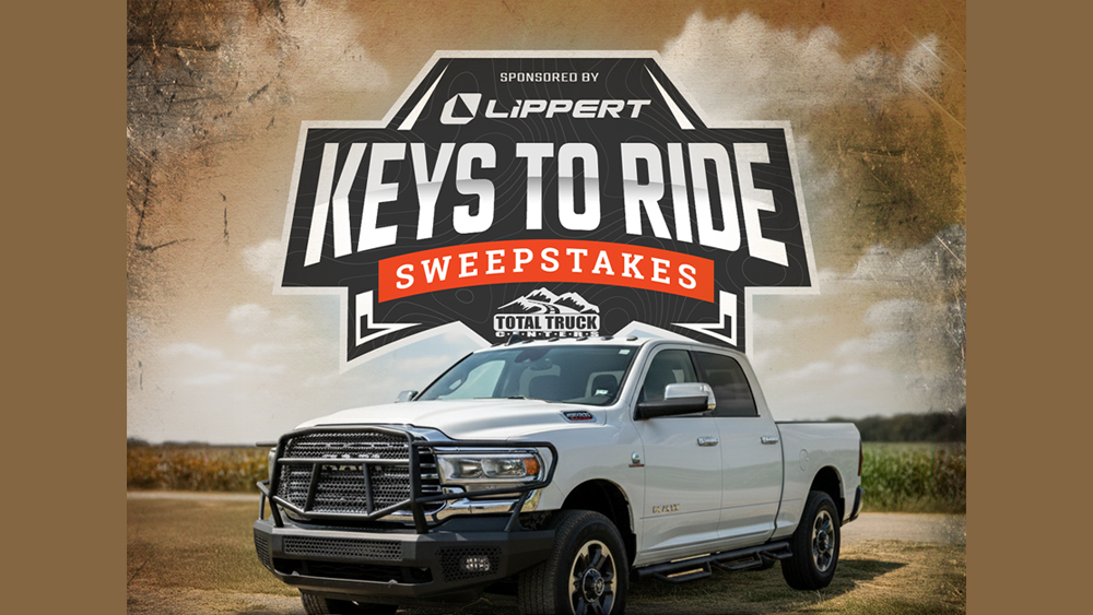 AAM Keys to Ride Sweepstakes promotional poster with photo of Ram 2500