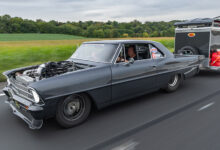 Car driving on rod at Hot Rod Power Tour