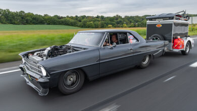 Car driving on rod at Hot Rod Power Tour