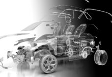 Illustration of exploded view of car