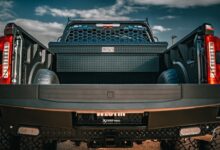 fleet upfitting westin toolbox in truck bed close up