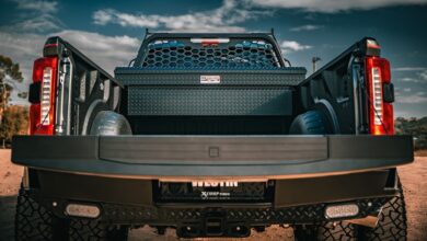 fleet upfitting westin toolbox in truck bed close up