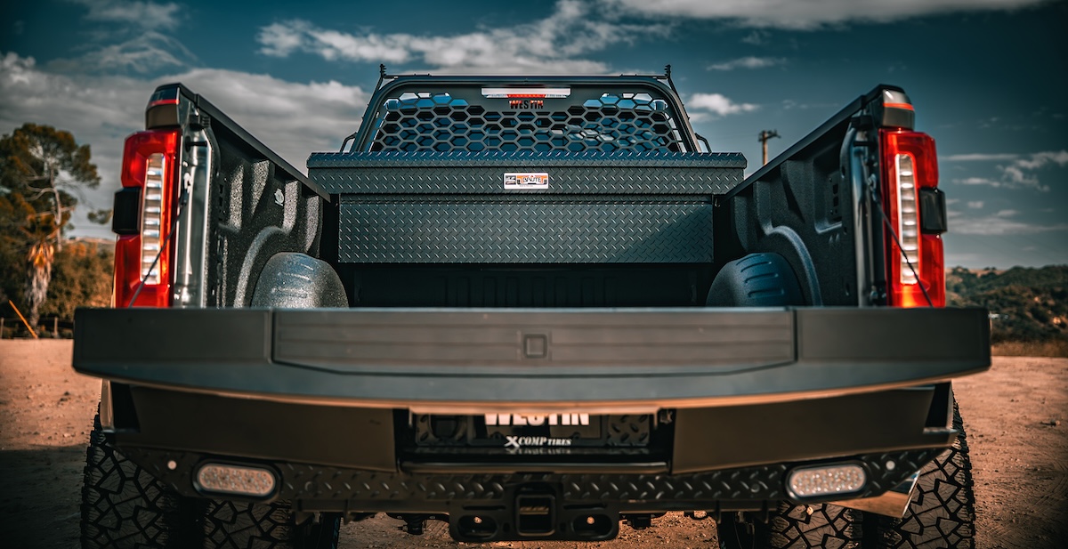 fleet upfitting westin toolbox in truck bed close up